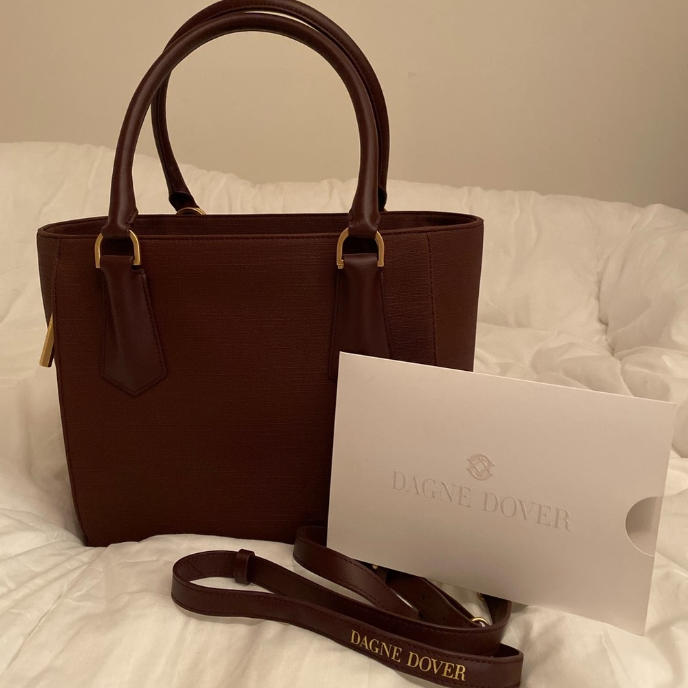 Dagne Dover Midi Tote Bag in Oxblood Color